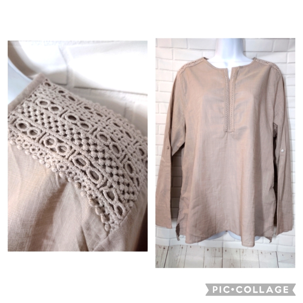 LC Waikiki Grace Beige 100% Cotton Tunic Top
